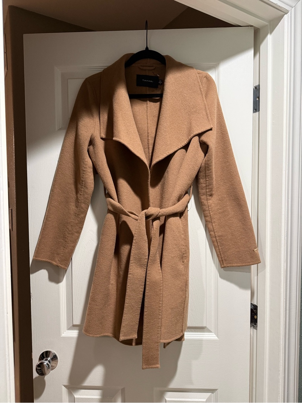 Tahari Women's Camel Wrap Belted Trench Coat